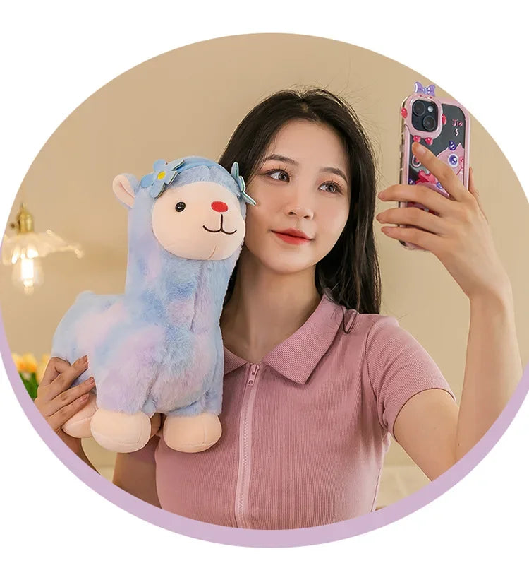 35-45cm Kawaii Fantastic Rainbow Colorful Plush Alpaca Stuffed Animals Doll Decoration Birthday Gifts Soft Pillow Children Gift