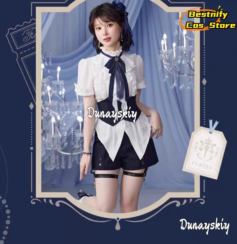 Genshin Impact Furina Cosplay Costume XS-XL Polyester Set