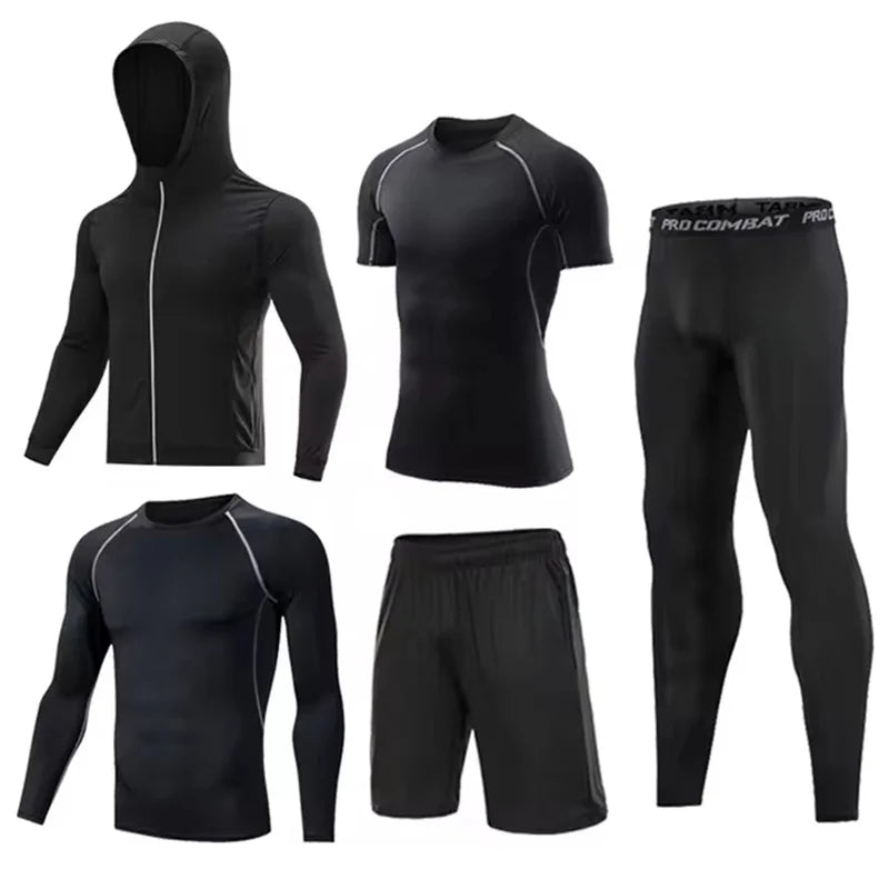 5 Fruit/Set Men’s Compression Sports Suits Gym Running Jogging Tight Training Pants - WHITE / 4XL
