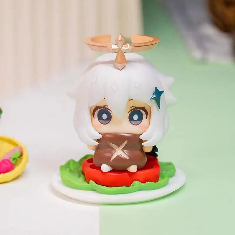Hot 6pcs/set Genshin Impact Anime Figure Game Cartoon Aether Lumine Amber Venti Diluc Paimon Dolls Toy Kawaii Character  Gift