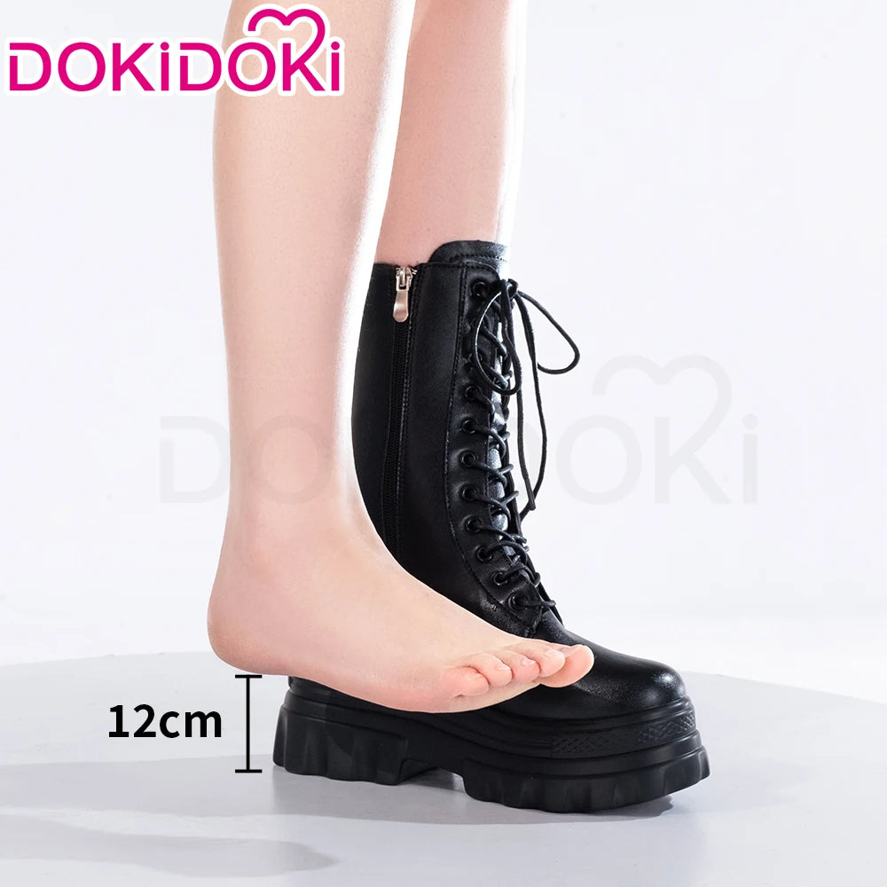 IN STOCK Women Cosplay Props 18cm Heightening Shoes DokiDoki Women Daily 12cm 11cm 18cm 22cm Black White Boots Shoes Halloween