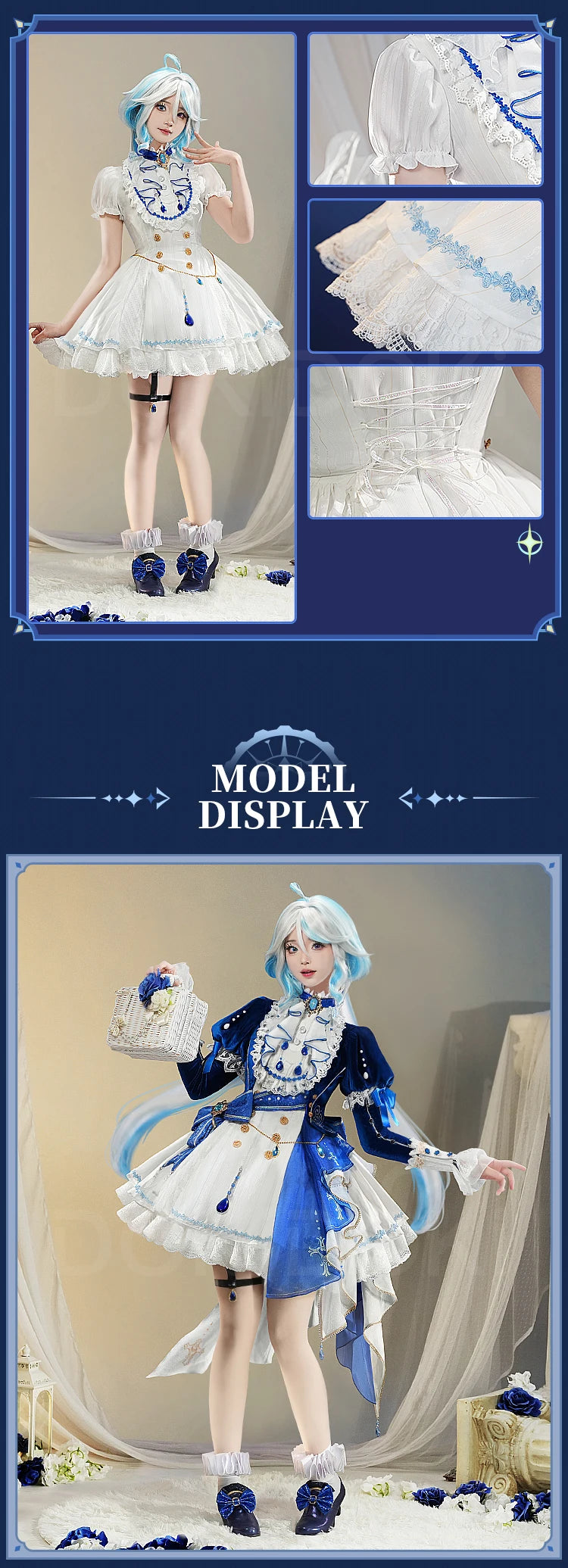 IN STOCK Focalors Furina Doujin Cosplay Costume Game Genshin Impact DokiDoki-SR Fontaine Hydro Focalors Women Waltz Dress Lolita