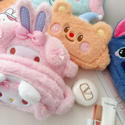 Cartoon My Melody Butter Bear Plush Makeup Bag Cute Anime Pencil Case Large Capacity Student Pencil Case Storage Bag Gifts Girl