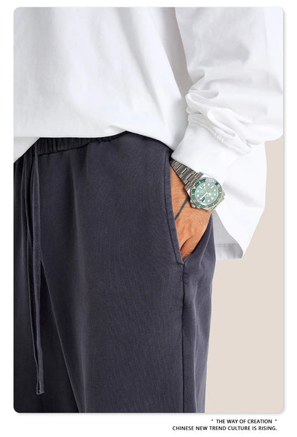 ZODF Retro Men Washed 380gsm 100% Cotton Sweatpant Unisex Loose Sport Solid Joggers Pants For Spring Autumn  HY0901