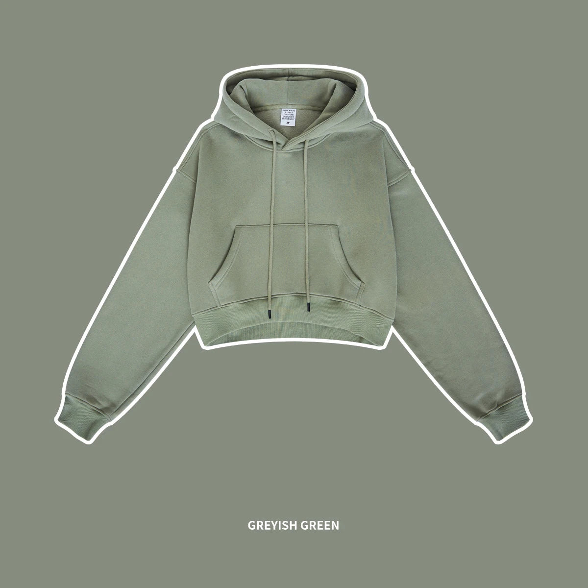 ZODF Chic Sexy Women Super-short Fleece Cropped Hoodies Girl Female Hip Hop Loose 345gsm Solid Hooded Pullover Streetwear HY0340