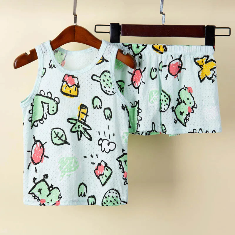 Toddler Baby Boy Pajamas Cotton Sets for Girls 0 to 1 2 3 4 5 6 7 8 9 Years Summer Children Pyjama Short Sleeveless Kids Pijamas