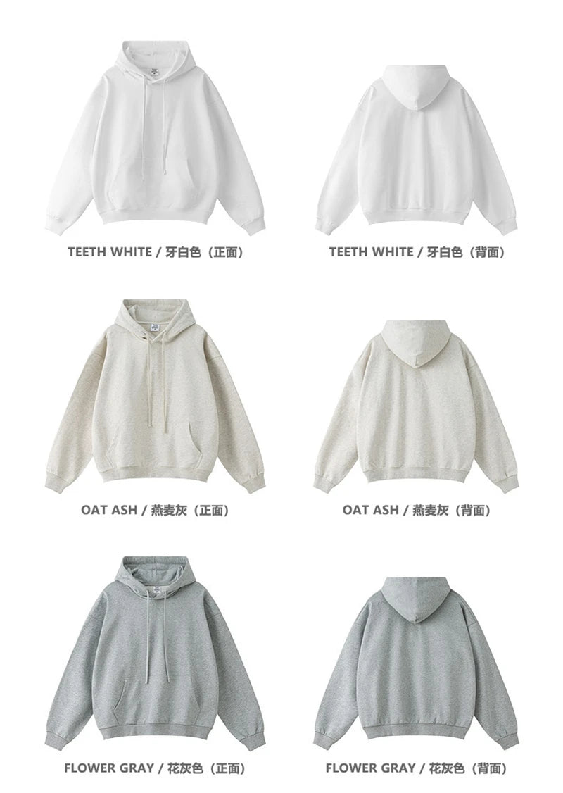 ZODF New Autumn Winter Solid Heavy Weight Hoodies For Men Unisex Basic Loose 440gsm Knitted Hooded Pullovers HY0886