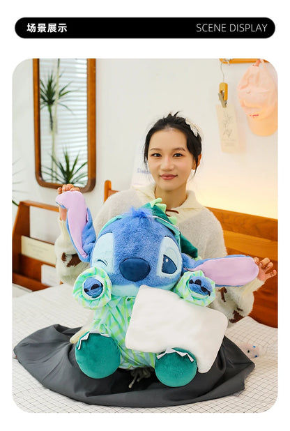 New 50cm Disney Cartoon Dinosaur Pajamas Stitch Plush Toy Body Pillow Cushion Sleeping Doll Room Decoration Toy Birthday Present