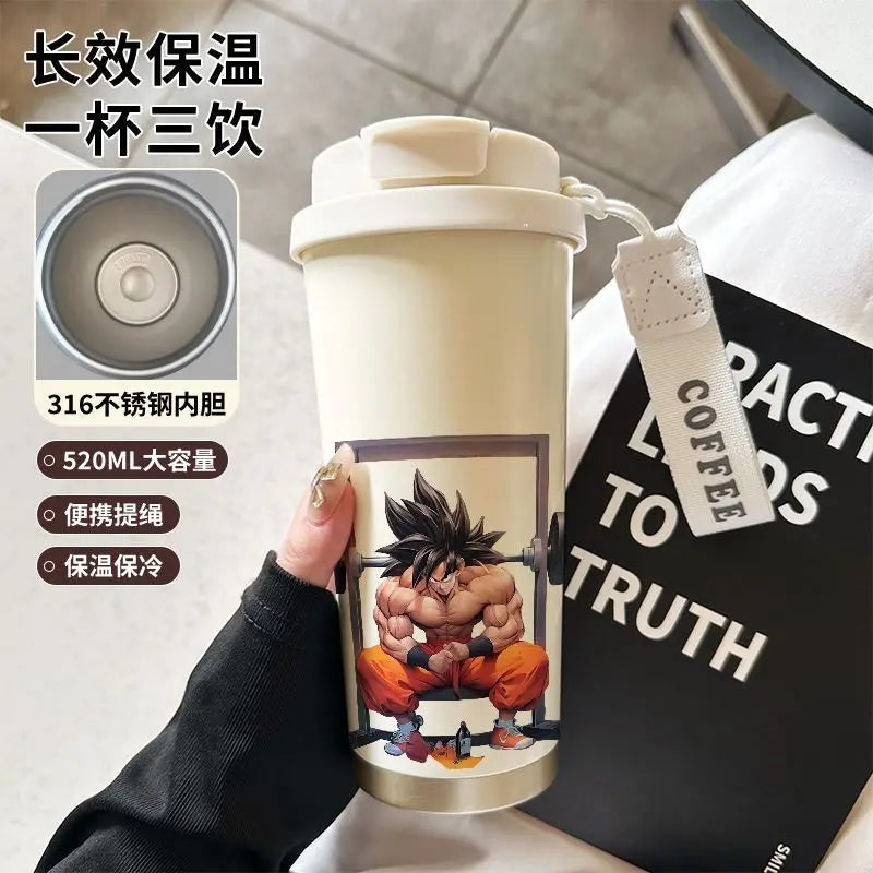 520ml Dragon Ball Thermos Cup Vegeta Water Bottle Son Goku Coffee Mug Large Capacity Drinking Bottle Kids Student Water Cup Gift