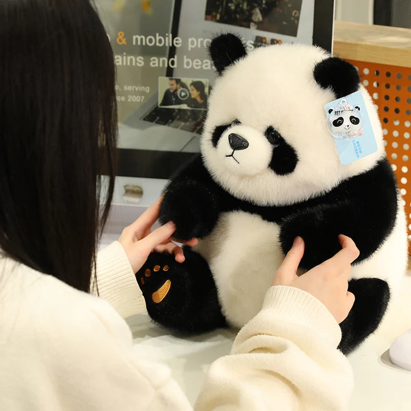 Artificial Fluffy Plush Stuffed Animal Cute White Bear Black White Panda Plushies Kawaii Scarf Decor Polar Bear Toys