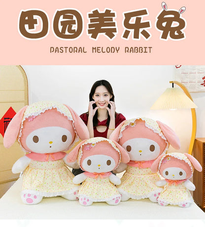 Cute Pastoral Girl Plush Toy Pink My Melody Doll Sleeping Hugging Gift for Kids Birthday Christmas Present for Girls Comforting