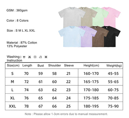 ZODF Spring Summer Men Washed Spray Dyeing T Shirts Unisex Heavy Weight Plush Distressed 360gsm T-Shirt Brand Tops HY0780
