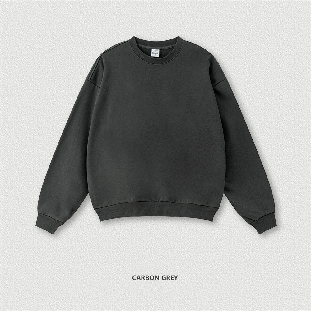 ZODF Fashion Autumn Men Solid 360gsm Sweatshirt Unisex Solid Loose Sport O Neck Pullovers Brand Clothes HY0938