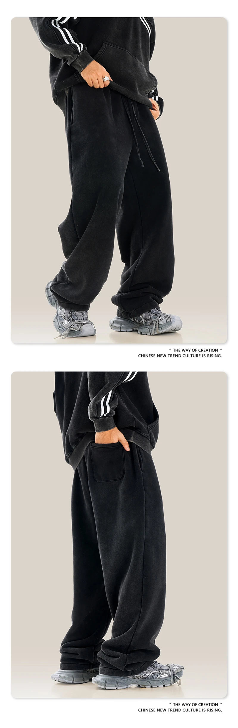 ZODF Retro 2025 Winter Washed Fleece Straight Pants For Men Unisex Loose 360gsm Knitted Warm Soft Trousers Brand Clothes HY0869