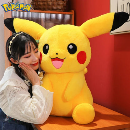 30/45/60/75CM Pokémon Short Fur Pikachu Plush Pet Pocket Monster Kawaii Cartoon Animal Comfortable Soft Doll Children Toy Gift