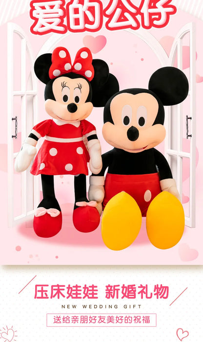 Disney 100cm Plush Mickey Minnie Doll Cartoon Cute Mouse Stuffed Toy for Kids Birthday Christmas Gift Large Hugging Pillow For