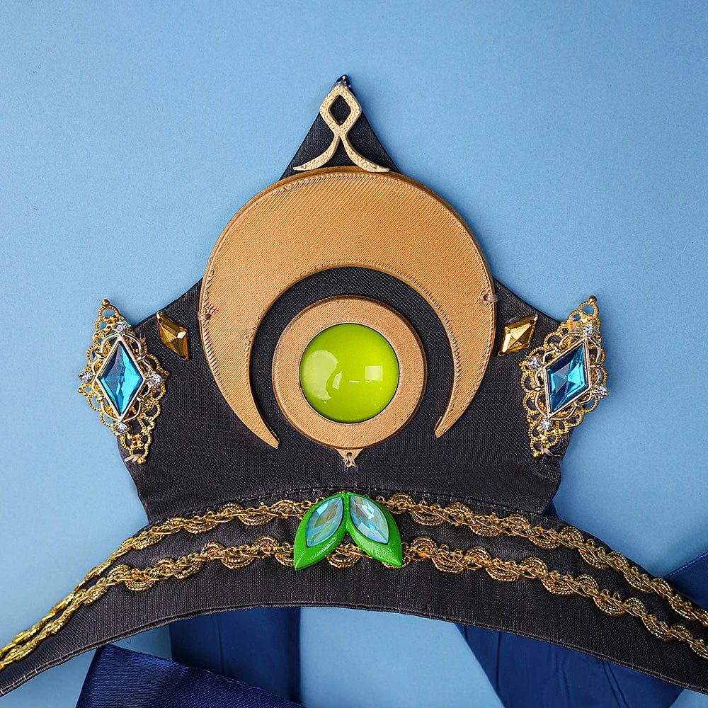 Genshin Impact Lauma Cosplay Costume Wig Dress Uniform Headwear Earrings Frostmoon Scions Halloween Party for Women Girls iCoser