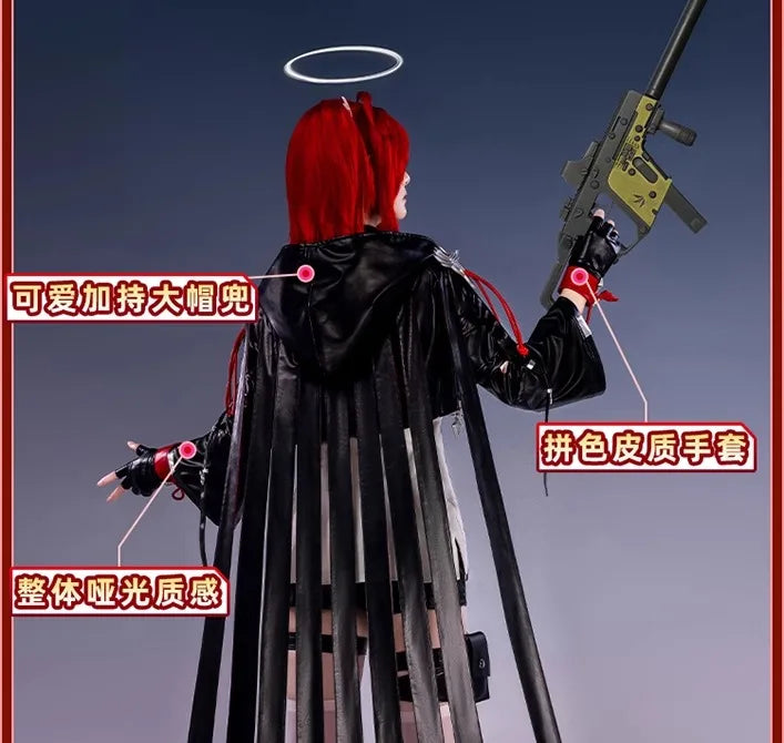 Arknights Exusiai The New Covenant Cosplay Costume Wig Uniform Headwear Earrings Halloween Party for Women Girls Carnival Outfit