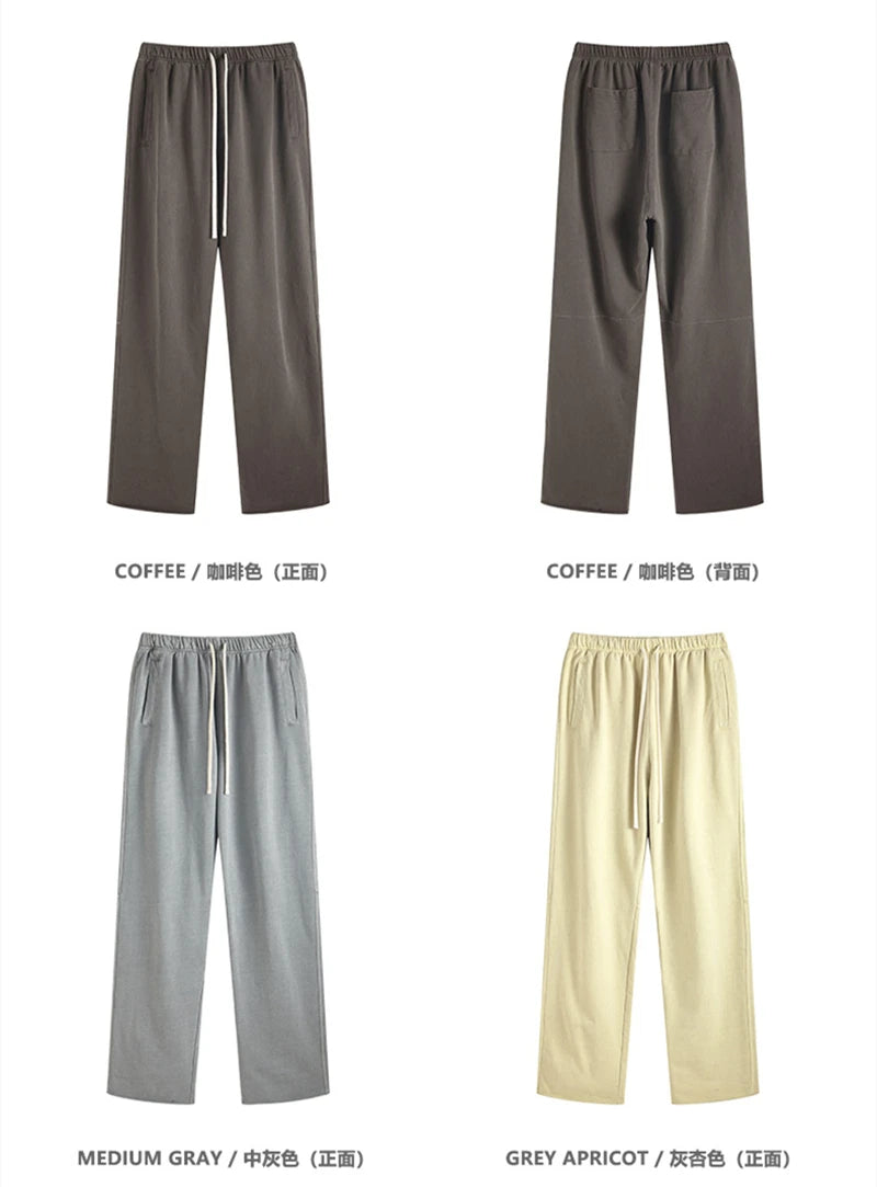 ZODF 2023 Spring Men 380gsm Washed Cotton Pants American Retro Unisex Loose Edge Oversized Straight Trousers Streetwears HY0537