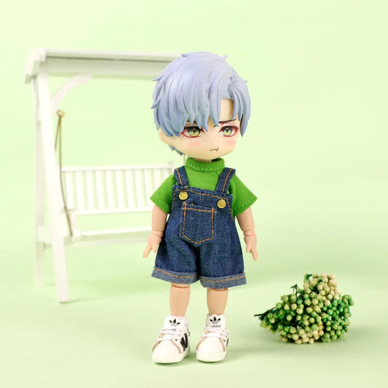 Ob11 Doll Clothes Fashion Tops Jeans Sweatshirt Cool Sleeveless High Neck Sweater Suspenders Shorts For 1/12 Bjd Dolls Accessory