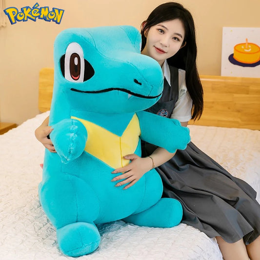 80CM Big Size Pokemon Totodile Plushies Waninoko Peluche Cartoon Anime Kawaii Ornament Comfortable Soft Doll Children Toy Gift
