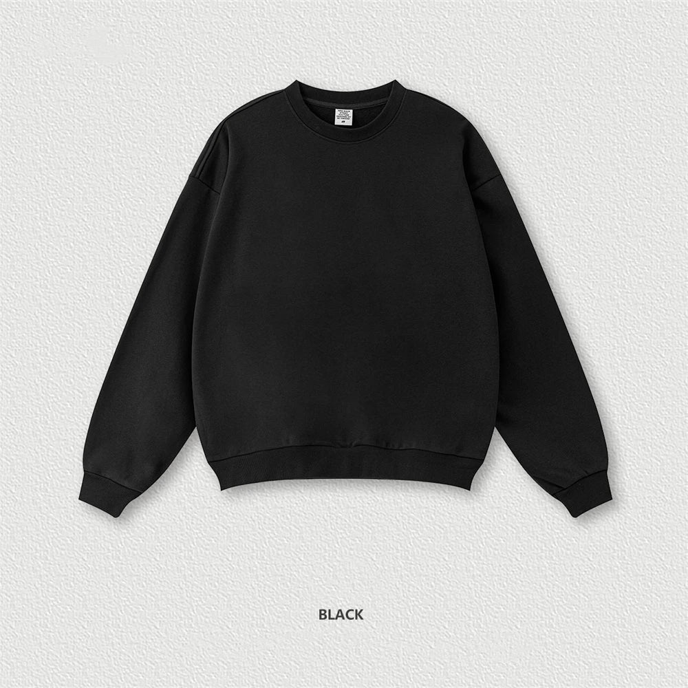 ZODF Fashion Autumn Men Solid 360gsm Sweatshirt Unisex Solid Loose Sport O Neck Pullovers Brand Clothes HY0938