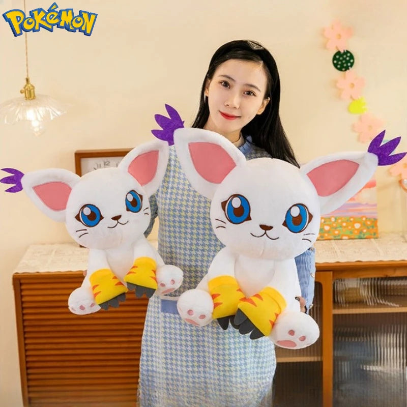 40-80CM Large Big Size Gatomon Plushies Tailmon Peluche Cartoon Anime Plush Comfortable Soft Doll Children's Ornament Toy Gifts