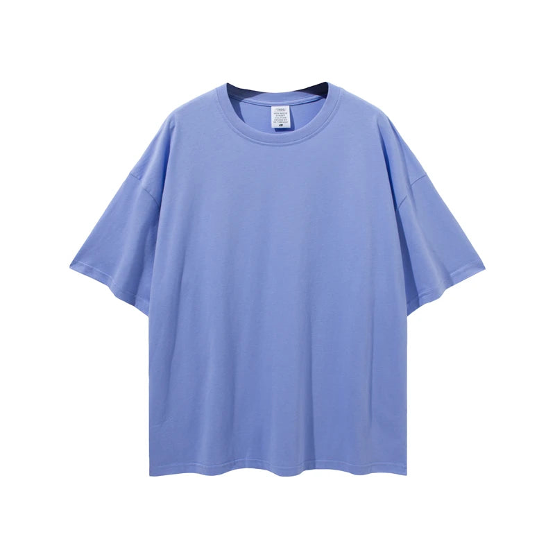 ZODF Trendy 2025 Men Basic Solid Cotton T-Shirts Unisex Male 190gsm Summer Loose Comfortable Soft Tees Shirt Streetwears HY0040