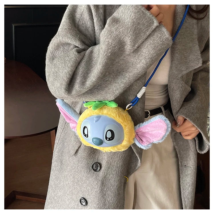 New Disney Stitch Cartoon Plush Backpack Cute Winter Gift For Girls Stuffed Animal Toy Plushie Bag Kids Carry-On Satchel
