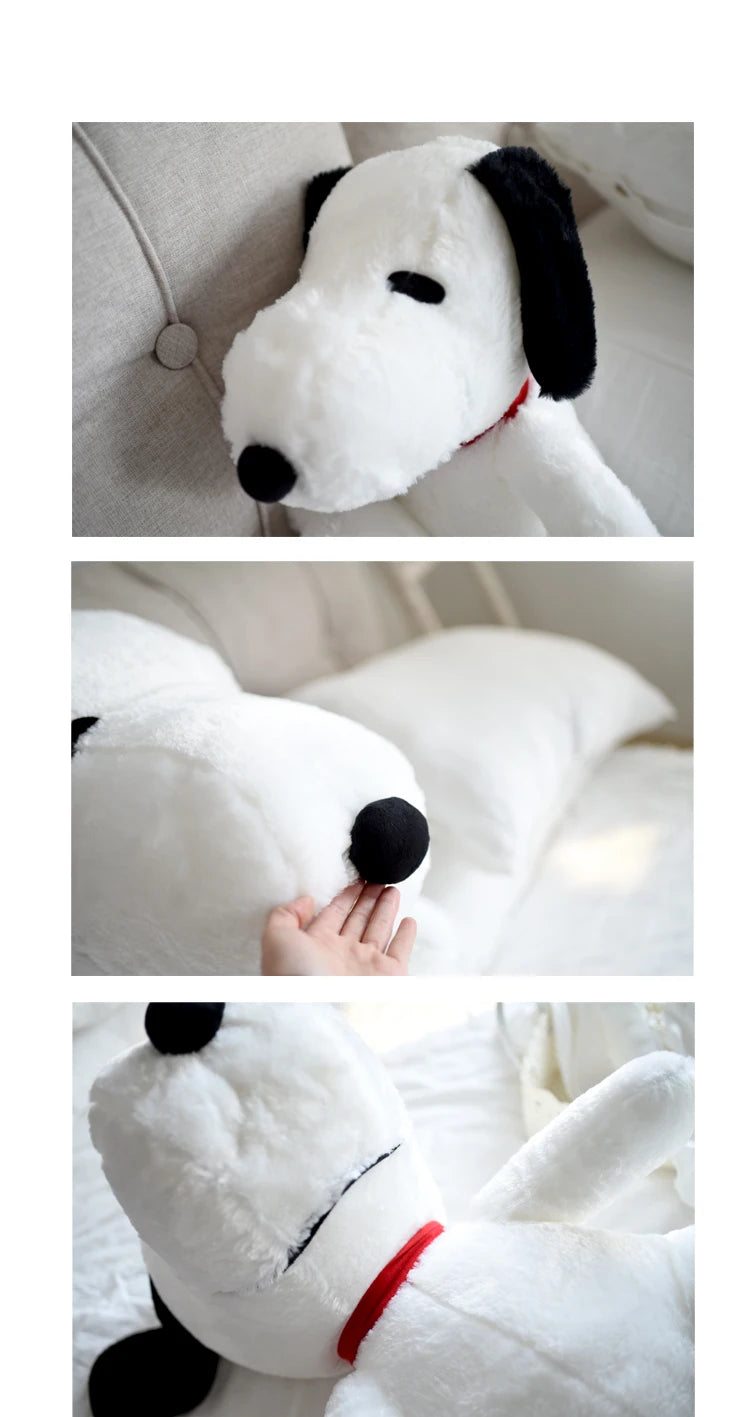Cartoon Snoopy Plush Toy Stuffed Animal Black and White Dog Plushies Lovely Sitting Dog Doll Sofa Bed Room Decor Gifts Girl