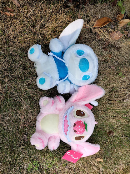 Disney 20cm Lilo and Stitch Plush Toys Kawaii Strawberry Winter Pearls Cosplay Anime Plushie Stich Dolls Soft Stuffed Gift Child