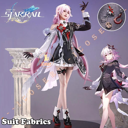 Honkai Star Rail Evernight March 7th Cosplay Costume Wig Dress Headwear Mysterious Foreign Guest Amphoreus Halloween Party Women