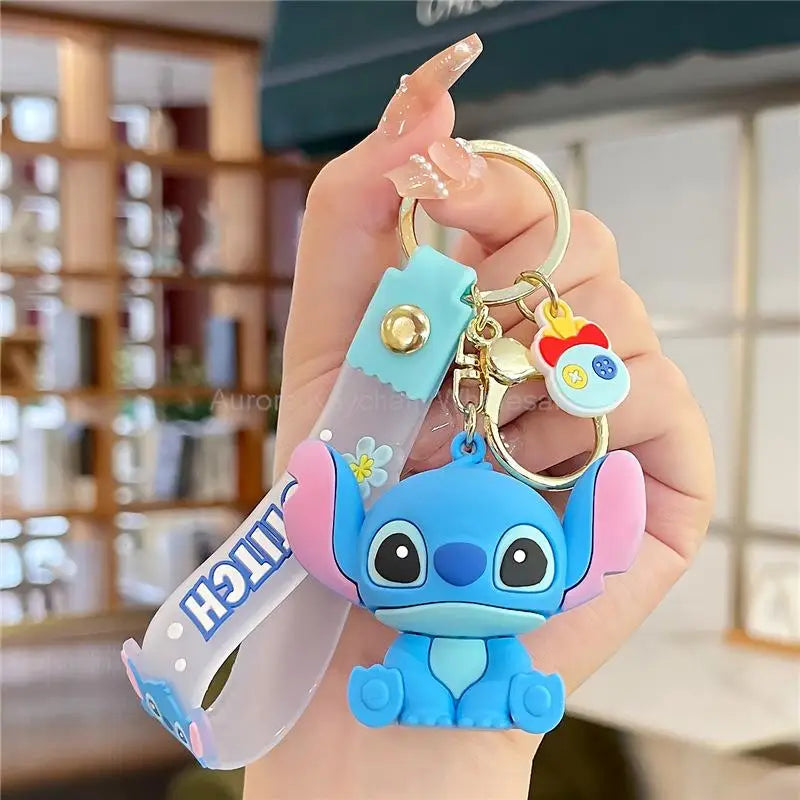 New Anime Disney Keychain Mickey Mouse Minnie Lilo & Stitch Cartoon Keyring Key Chain Car Pendant Kids Toys Gift Wholesale