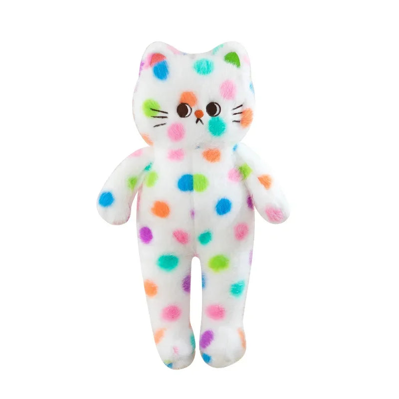 45-80cm Kawaii Wave Point Cat Plush Toy Doll Pillow Cushion Cartoon White Red Large Size Sleeping Plush Doll Gift for Girlfriend