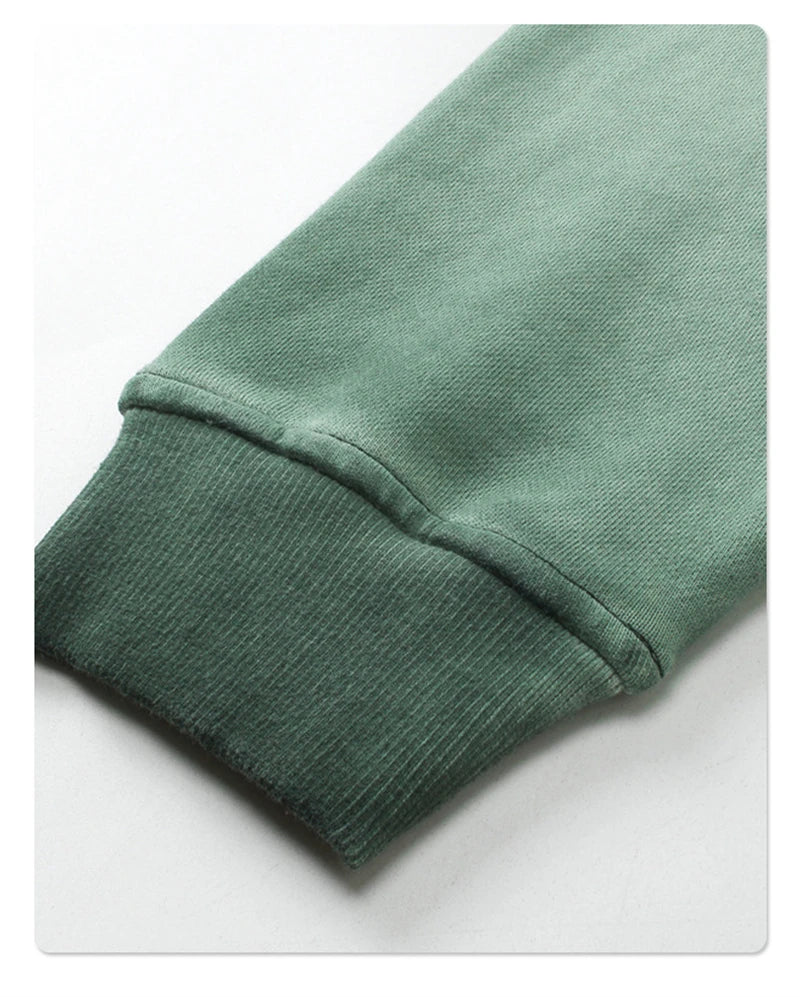 ZODF 2024 Autumn Men's Washed Sweatshirt Unisex Women Retro Solid 430gsm Terry Cotton O Neck Pullovers Coat HY0880