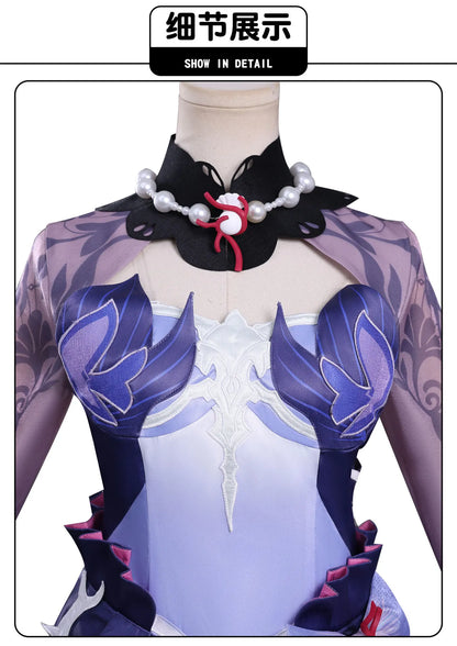 Honkai Star Rail Hysilens Cosplay Costume Wig Dress Headwear Earrings Rings Halloween Party for Women Girls Carnival Role Play