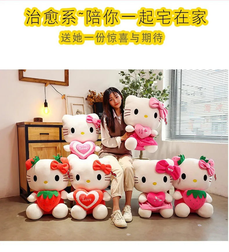20-45cm Aoger Hello Kitty Plush Toys Anime Kawaii Pillow Doll Stuffed Animal Children Plushies Decoration Peluche Birthday Gift