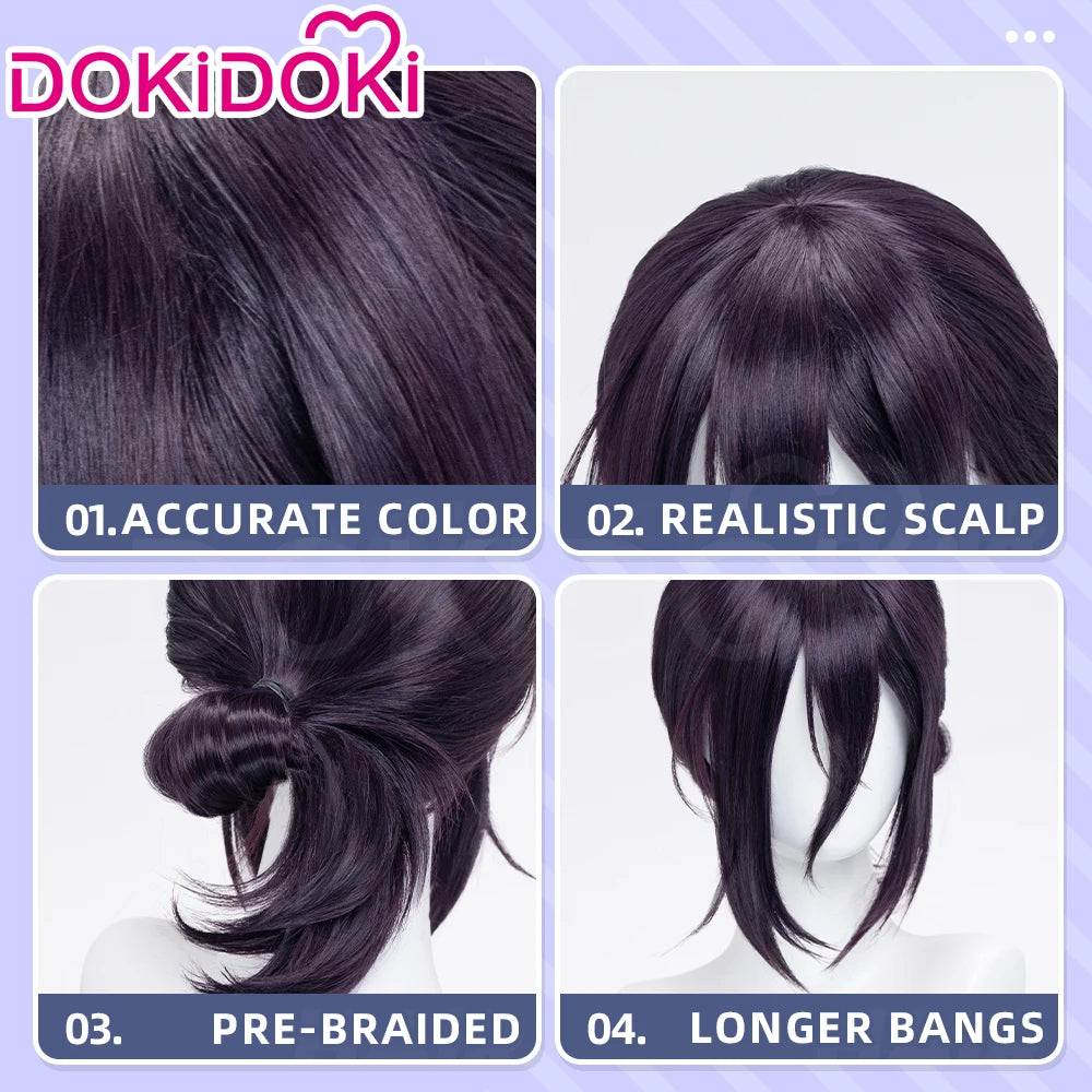 IN STOCK Makimaa Denjii Rezee Wig Anime Cosplay Dokidoki Women 35cm Purple Hair Rezee Cosplay Choker Demon Free Wig Cap