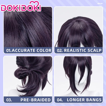 IN STOCK Makimaa Denjii Rezee Wig Anime Cosplay Dokidoki Women 35cm Purple Hair Rezee Cosplay Choker Demon Free Wig Cap