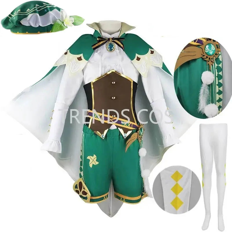 Genshin Impact Venti Cosplay Costume Set Adult Cotton Polyester
