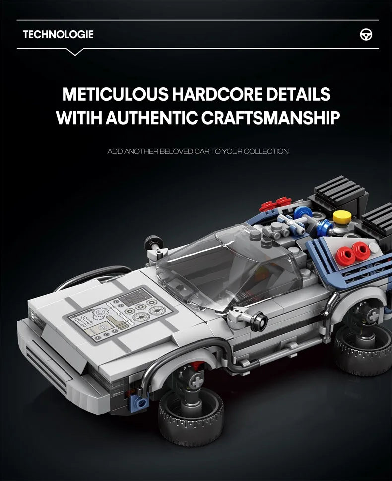 1:24 Classic Movie Racing Car Building Blocks MOC Model Sport Cars Toys Back Future Bricks Vehicle Festival Gifts for Boys Kids