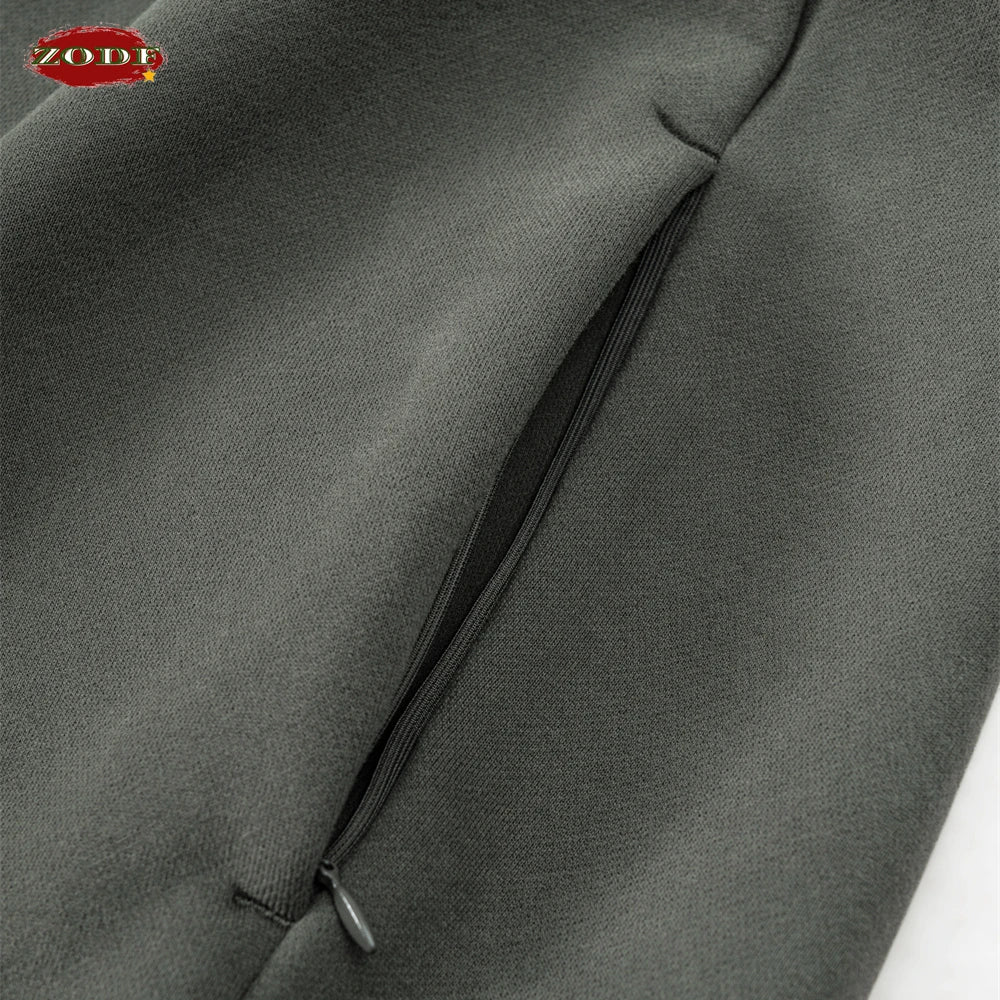 ZODF New Winter Men Solid Fleece Hoodies Unisex Women 345gsm Loose Warm Side Zipper Pocket Hooded Pullovers Brand Clothes HY0867