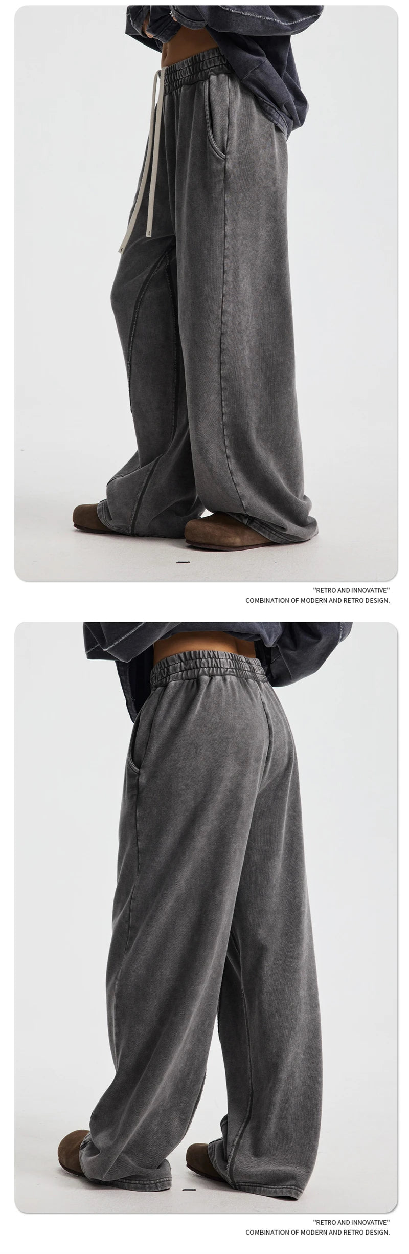 ZODF Retro 2025 Autumn Men 380gsm Washed Cotton Pants Unisex Distressed Loose Terry Sport Trousers Sweatpants HY1079