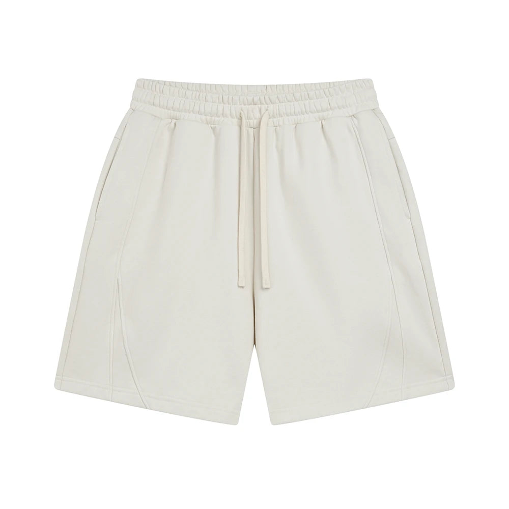 ZODF Trendy 2025 Men Summer Patchwork 345gsm Shorts Unisex Casual High Street Loose Fit Sport Solid Shorts Streetwears HY1053