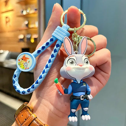 Disney Zootopia Toys Durable Keychian Action Figures Judy Hopps Emmitt Otterton Man Women Kids Car Keyring Girl Birthday Gift