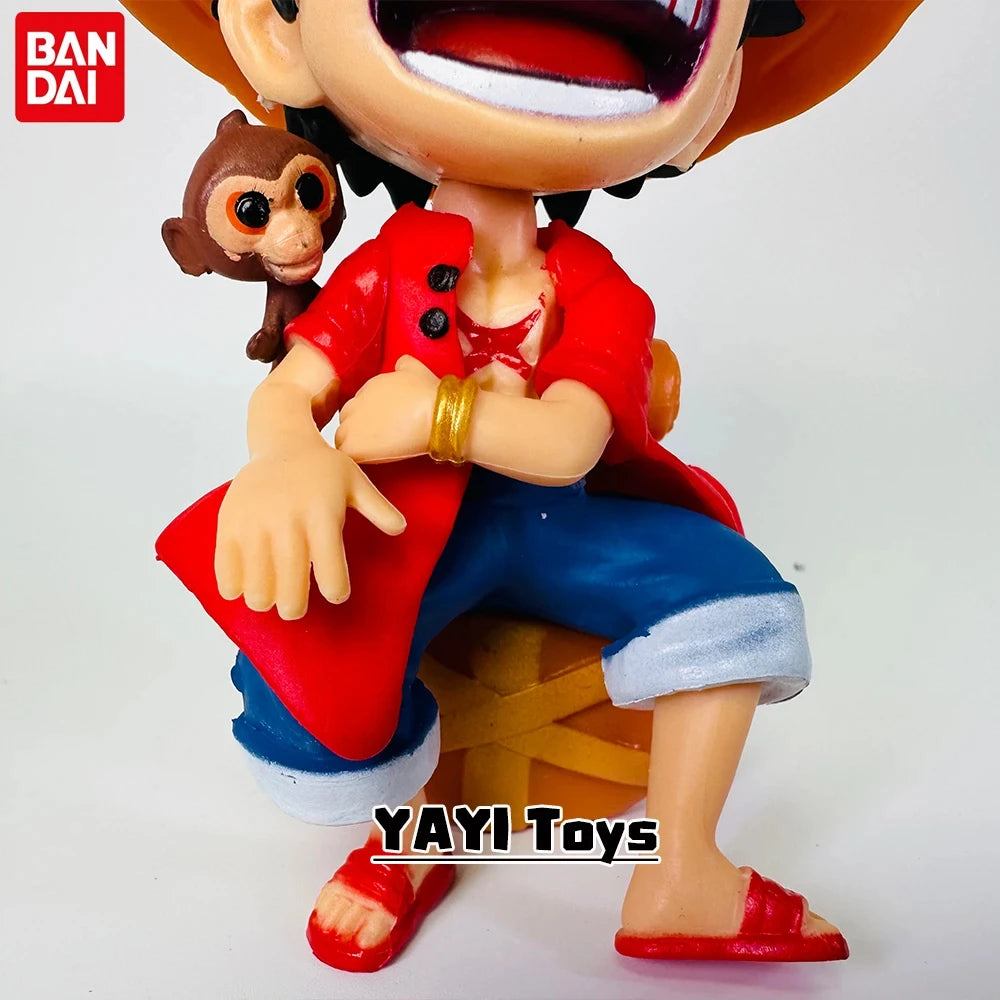 One Piece Anime Figure Sitting Laughing Luffy Action Figures Kawaii Sanji Zoro Figurine Collection Toys Doll Gift Model