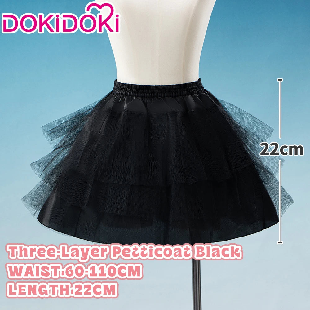 Underskirt Petticoats Bustle Cosplay Props Dokidoki Halloween Skirt Dress Long Short White Black - 22cm Ver / One Size