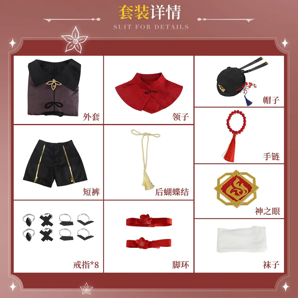 CosZtkhpCN Hu Tao Cosplay Costume Adult Polyester Set