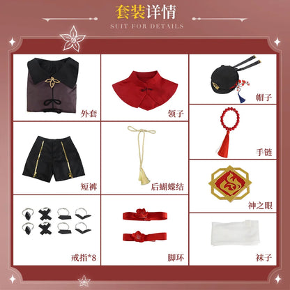 CosZtkhpCN Hu Tao Cosplay Costume Adult Polyester Set