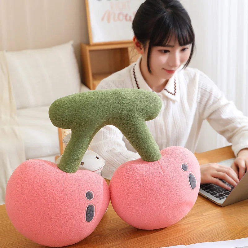 45cm Fruit Cherry Shaped Plush Pillow Soft Cute Pink Cherry Plushies Toy Hug Pillow Lovely Room Sofa Decoration